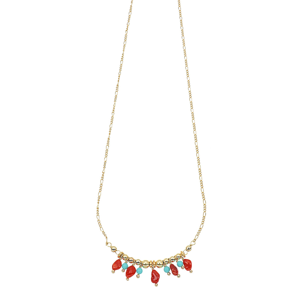 Collier Girocollo Simili Corail Pour Femme - Acrylique Rouge Corail Et Ivoire - Marque Koan