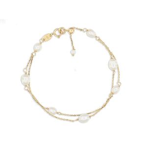 Bracciale doppio filo con Perle Naturali | Oro 18kt