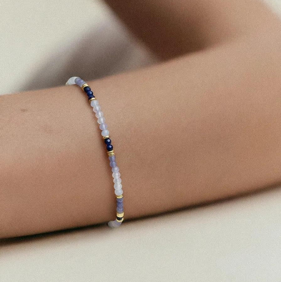Chalcedony, Lapis, and Tanzanite Bracelet | Cromatica