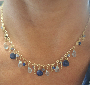 Collana Girocollo con topazi azzurri, lapis e tanzaniti | Happy Soul