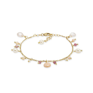 Mixed Rose Quartz Gemstones Bracelet and Pearls | Rose