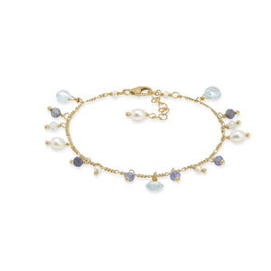 Mixed Topaz Gemstones and Pearls Bracelet | Rose