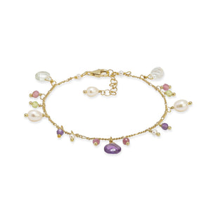 Mix Green Amethyst gemstones and Pearls Bracelet | Rose
