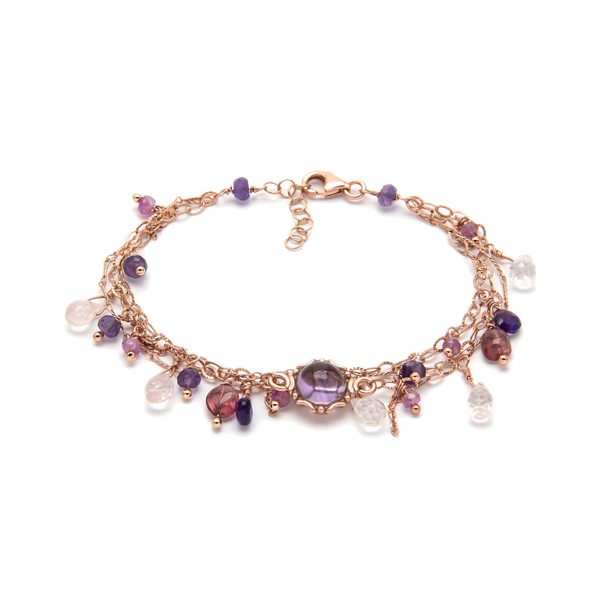 Bracciale a catena multifilo con cabochon in Ametista