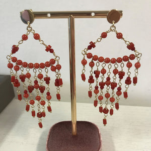 Orecchini Pendenti In Argento 925 Con Corallo Rosso Naturale – Fatti A Mano, Conchiglia Nautilus, Gancio Francese, 60 Mm